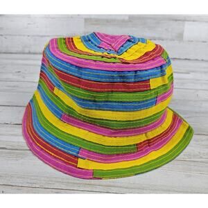 ALESSANDRA BACCI Firenze Multi Color Patchwork Summer Bucket Hat Italy One Size